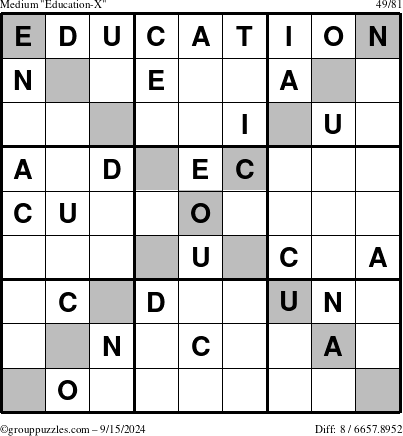 The grouppuzzles.com Medium Education-X puzzle for Sunday September 15, 2024