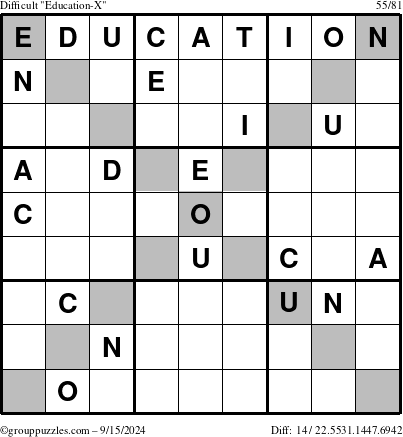 The grouppuzzles.com Difficult Education-X puzzle for Sunday September 15, 2024