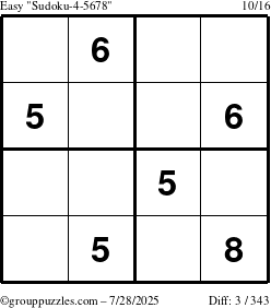 The grouppuzzles.com Easy Sudoku-4-5678 puzzle for Monday July 28, 2025
