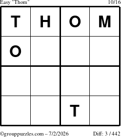 The grouppuzzles.com Easy Thom puzzle for Thursday July 2, 2026