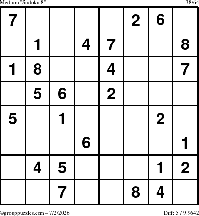 The grouppuzzles.com Medium Sudoku-8 puzzle for Thursday July 2, 2026
