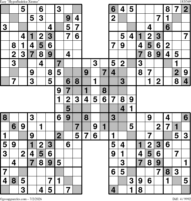 The grouppuzzles.com Easy cover-HyperXtreme puzzle for Thursday July 2, 2026