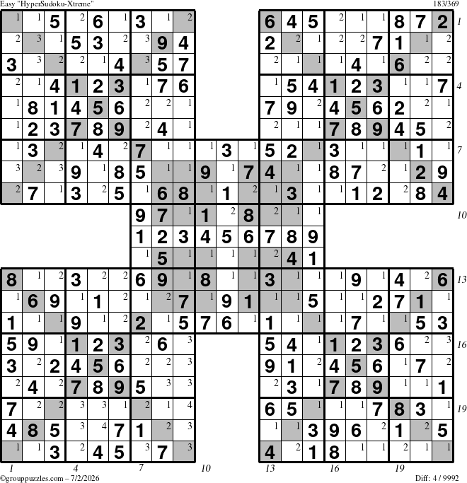 The grouppuzzles.com Easy cover-HyperXtreme puzzle for Thursday July 2, 2026 with all 4 steps marked