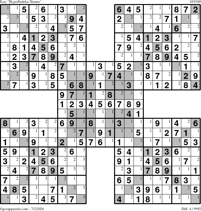 The grouppuzzles.com Easy cover-HyperXtreme puzzle for Thursday July 2, 2026 with the first 3 steps marked