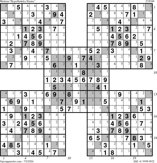 The grouppuzzles.com Medium cover-HyperXtreme puzzle for Thursday July 2, 2026, suitable for printing, with all 8 steps marked
