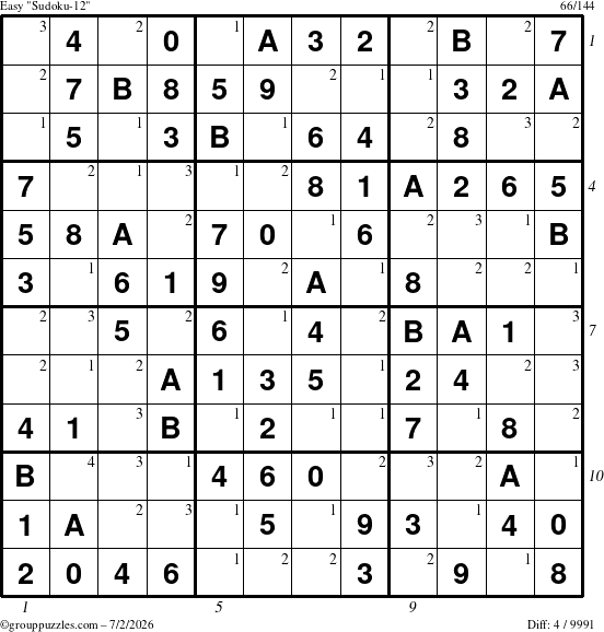 The grouppuzzles.com Easy Sudoku-12 puzzle for Thursday July 2, 2026 with all 4 steps marked