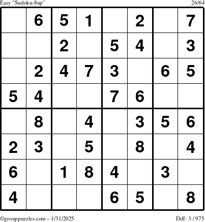 The grouppuzzles.com Easy Sudoku-8up puzzle for Friday January 31, 2025