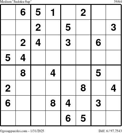 The grouppuzzles.com Medium Sudoku-8up puzzle for Friday January 31, 2025