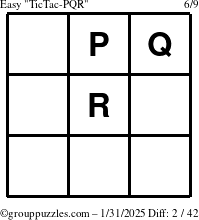 The grouppuzzles.com Easy TicTac-PQR puzzle for Friday January 31, 2025