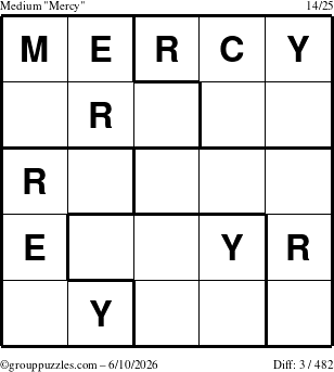 The grouppuzzles.com Medium Mercy puzzle for Wednesday June 10, 2026