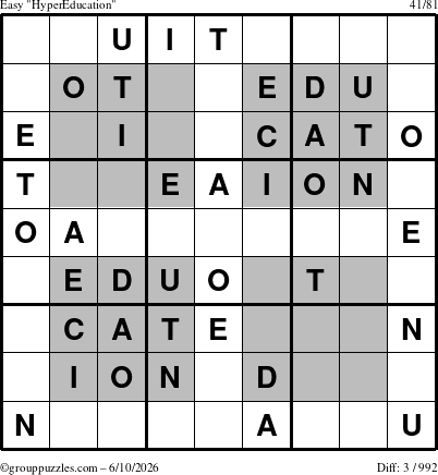 The grouppuzzles.com Easy HyperEducation-i23 puzzle for Wednesday June 10, 2026