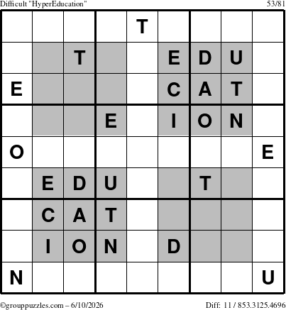 The grouppuzzles.com Difficult HyperEducation-i23 puzzle for Wednesday June 10, 2026