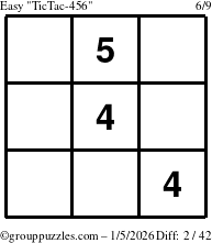 The grouppuzzles.com Easy TicTac-456 puzzle for Monday January 5, 2026