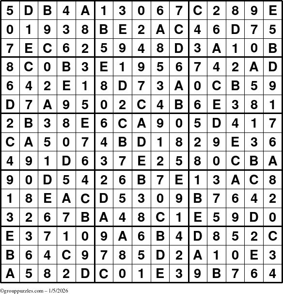 The grouppuzzles.com Answer grid for the Sudoku-15 puzzle for Monday January 5, 2026
