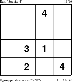 The grouppuzzles.com Easy Sudoku-4 puzzle for Tuesday July 8, 2025