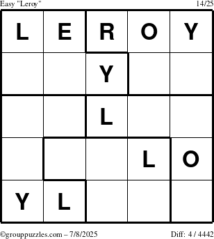 The grouppuzzles.com Easy Leroy puzzle for Tuesday July 8, 2025