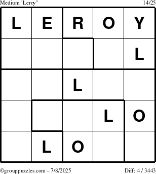 The grouppuzzles.com Medium Leroy puzzle for Tuesday July 8, 2025