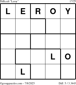 The grouppuzzles.com Difficult Leroy puzzle for Tuesday July 8, 2025