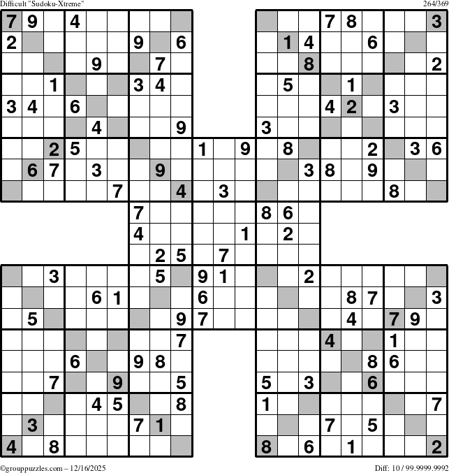 The grouppuzzles.com Difficult Sudoku-Xtreme puzzle for Tuesday December 16, 2025
