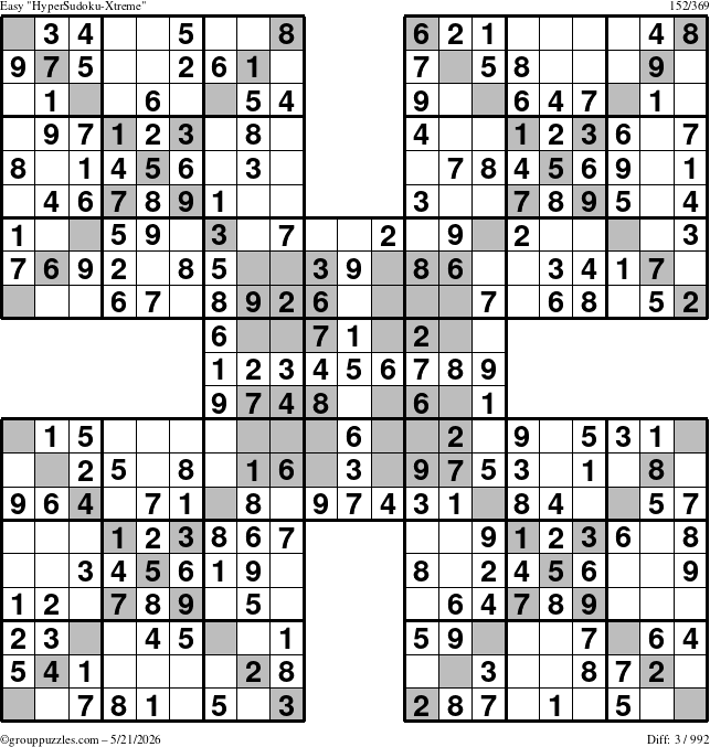 The grouppuzzles.com Easy cover-HyperXtreme puzzle for Thursday May 21, 2026