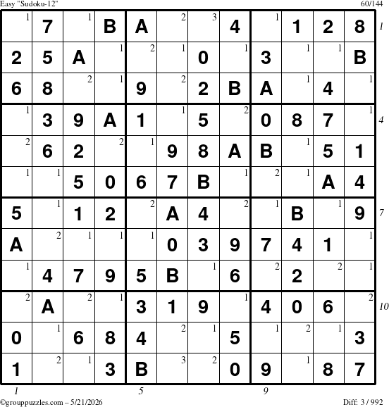 The grouppuzzles.com Easy Sudoku-12 puzzle for Thursday May 21, 2026 with all 3 steps marked
