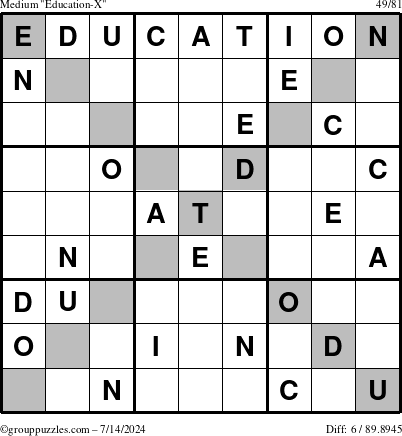 The grouppuzzles.com Medium Education-X puzzle for Sunday July 14, 2024