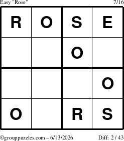 The grouppuzzles.com Easy Rose puzzle for Saturday June 13, 2026