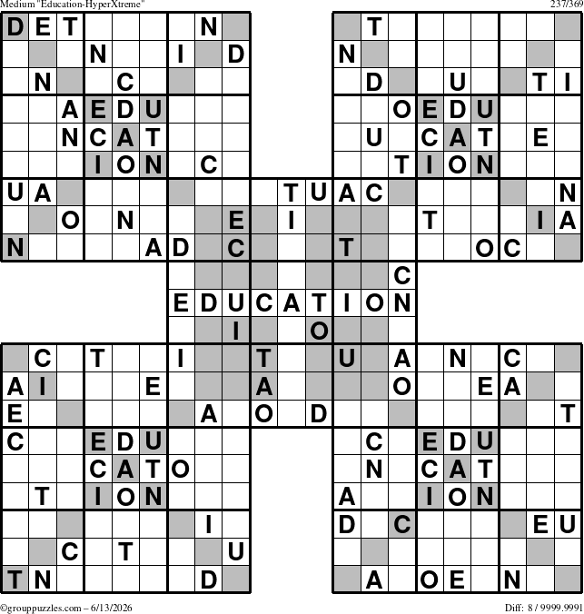 The grouppuzzles.com Medium Education-HyperXtreme puzzle for Saturday June 13, 2026