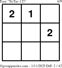 The grouppuzzles.com Easy TicTac-123 puzzle for Saturday January 11, 2025