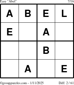 The grouppuzzles.com Easy Abel puzzle for Saturday January 11, 2025