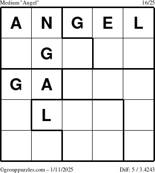 The grouppuzzles.com Medium Angel puzzle for Saturday January 11, 2025