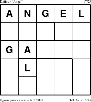 The grouppuzzles.com Difficult Angel puzzle for Saturday January 11, 2025