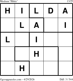 The grouppuzzles.com Medium Hilda puzzle for Wednesday April 29, 2026