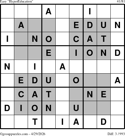 The grouppuzzles.com Easy HyperEducation-i23 puzzle for Wednesday April 29, 2026