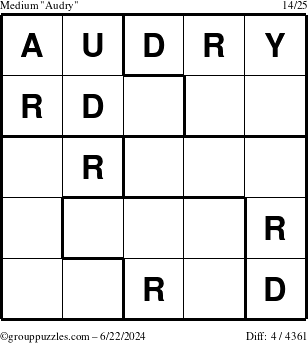 The grouppuzzles.com Medium Audry puzzle for Saturday June 22, 2024