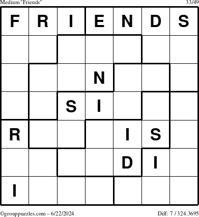 The grouppuzzles.com Medium Friends puzzle for Saturday June 22, 2024