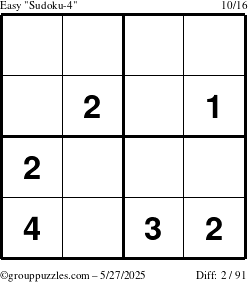 The grouppuzzles.com Easy Sudoku-4 puzzle for Tuesday May 27, 2025