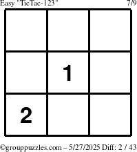 The grouppuzzles.com Easy TicTac-123 puzzle for Tuesday May 27, 2025