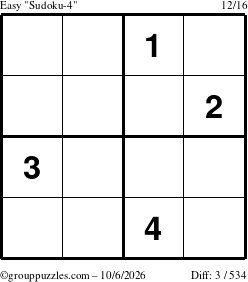 The grouppuzzles.com Easy Sudoku-4 puzzle for Tuesday October 6, 2026