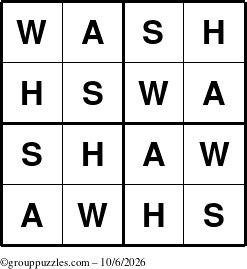 The grouppuzzles.com Answer grid for the Wash puzzle for Tuesday October 6, 2026