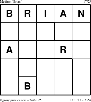 The grouppuzzles.com Medium Brian puzzle for Sunday May 4, 2025