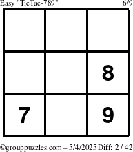 The grouppuzzles.com Easy TicTac-789 puzzle for Sunday May 4, 2025
