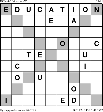 The grouppuzzles.com Difficult Education-X puzzle for Sunday May 4, 2025