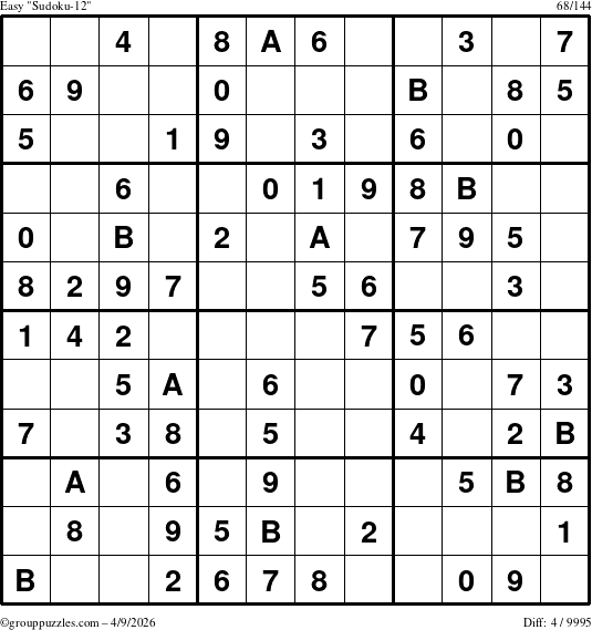 The grouppuzzles.com Easy Sudoku-12 puzzle for Thursday April 9, 2026