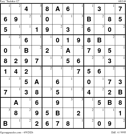 The grouppuzzles.com Easy Sudoku-12 puzzle for Thursday April 9, 2026 with the first 3 steps marked