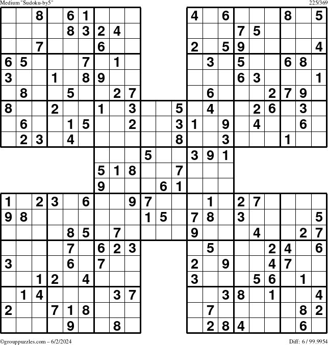 The grouppuzzles.com Medium Sudoku-by5 puzzle for Sunday June 2, 2024