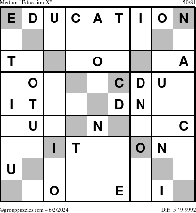 The grouppuzzles.com Medium Education-X puzzle for Sunday June 2, 2024