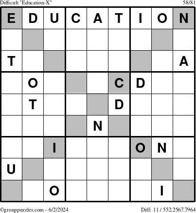 The grouppuzzles.com Difficult Education-X puzzle for Sunday June 2, 2024