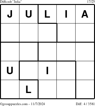 The grouppuzzles.com Difficult Julia puzzle for Thursday November 7, 2024