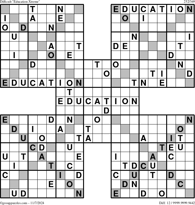 The grouppuzzles.com Difficult Education-Xtreme puzzle for Thursday November 7, 2024